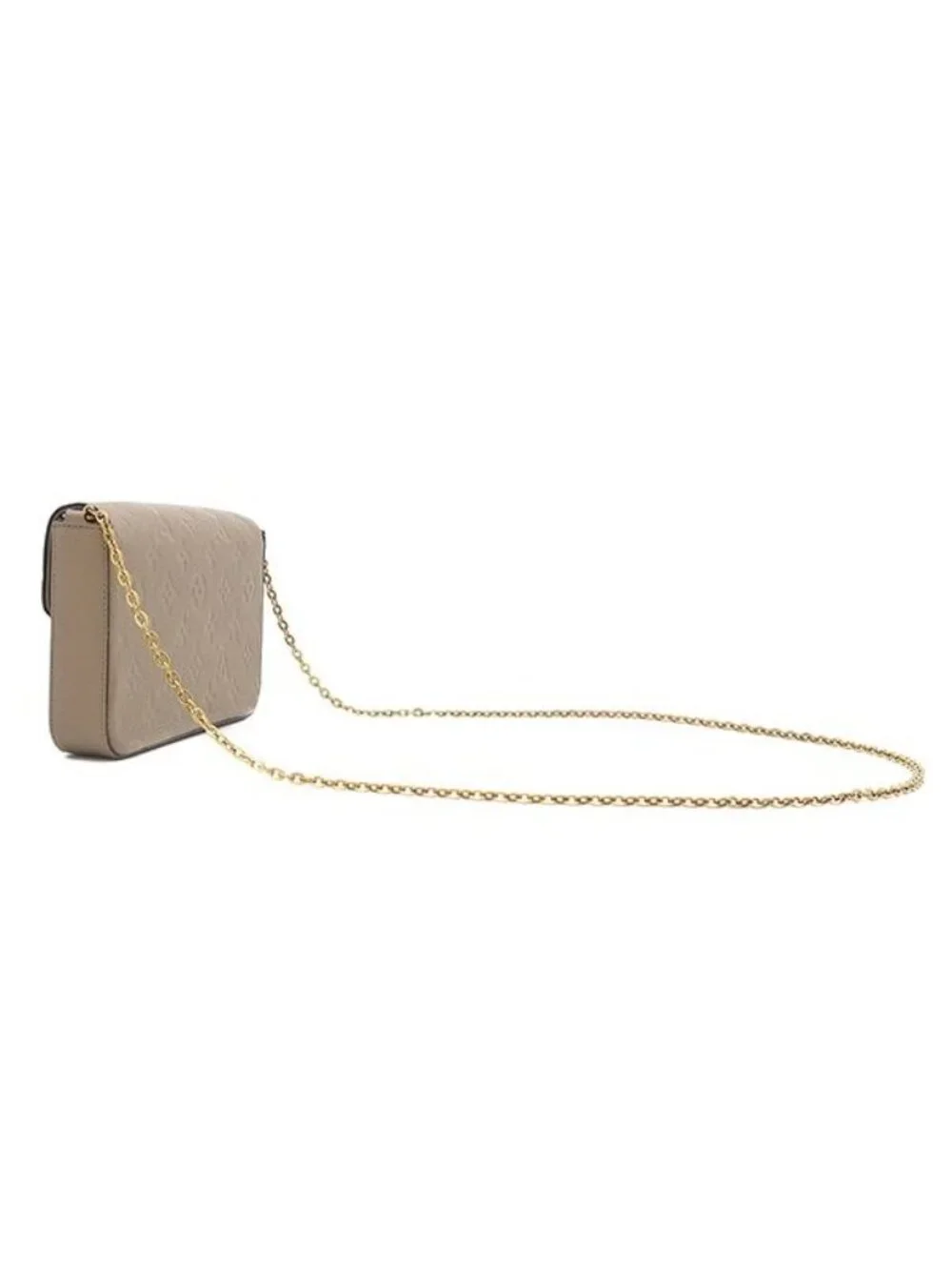 Louis Vuitton Chain Wallet Pochette Felicie Monogram Empreinte Tourterelle Gold
